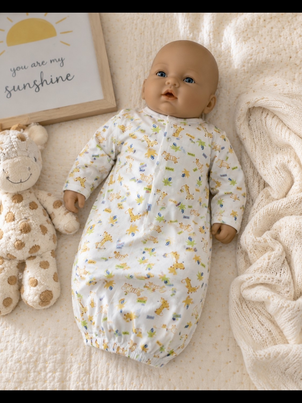 2PC Newborn Safari Sleep Gown Set NWOT Up To 16 lbs
